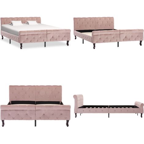 Bettgestell Rosa Samt 140x200 cm - Bettrahmen - Samtsofa - Doppelbett - Rosa Bett - Boxspringbetten - Home & Living (1/5)