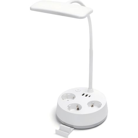 Veilleuse LED multifonctionnelle avec prise, 4,6 W, 3 températures de couleur, 450 lm, prises + USB + support pour téléphone portable (1/4)