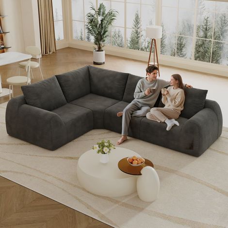 Canapé compressible sans cadre 267 cm, canapé en mousse, sans assemblage, pour salon, chambre et appartement, gris foncé