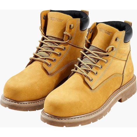 Bottes à embout en acier, taille US 13, bottes de travail imperméables pour hommes, antidérapantes, légères et respirantes à semelle en caoutchouc, pour construction industrielle, marron jaune (1/5)