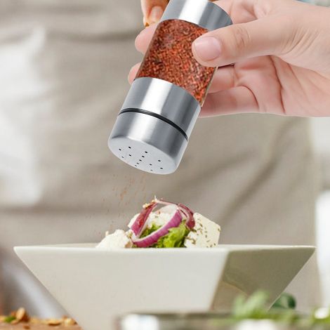 Pot à épices en acier inoxydable pour sel et poivre, idéal pour la cuisine. (1/5)