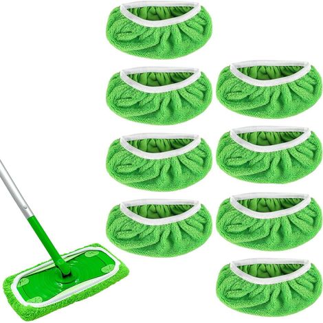 CSPARKV 8 Pieces Mop Pads, Mop Replacement Pads, Washable Replacement Cloths, Microfiber Mop Pads, Reusable Cloths for Cleaning Scrubbing Dry or Wet Floors Tile Marble (1/4)
