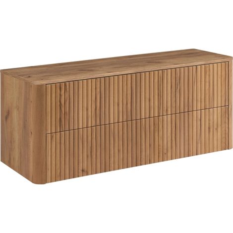 Meuble sous-vasque suspendu LINEA chêne craft d'or 120 cm avec plan de travail (1/5)