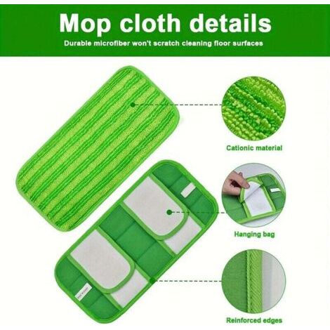 Green Mobility-Lot de 3 coussinets de rechange réutilisables en microfibre de polyester et de nylon, compatibles avec les balais de balayage. (1/4)
