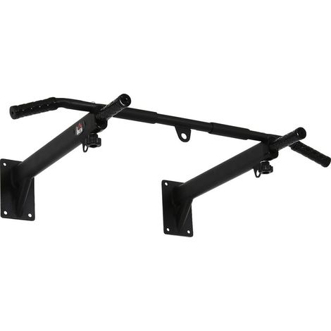 Barre de traction murale ou au plafond, capacité de charge jusqu'à 150 kg, barre de traction multifonctionnelle avec poignées antidérapantes, œillets pour une utilisation sûre et stable, acier, noir (1/4)