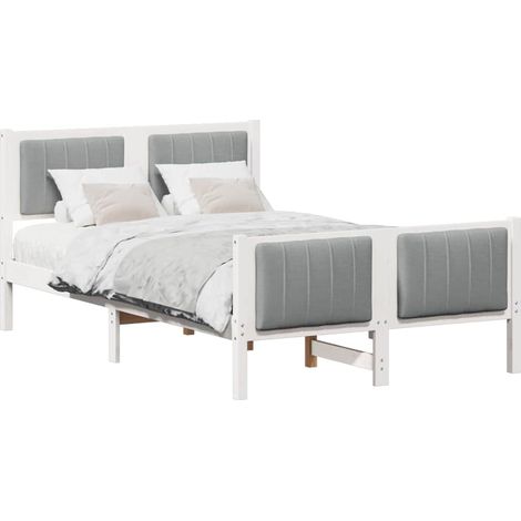 Lit double Lit adulte Cadre de lit avec tête de lit Blanc et gris clair 120 x 190 cm (1/5)