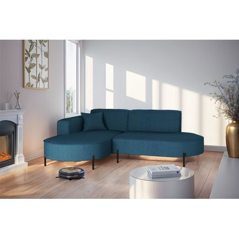 Ecksofa Designersofa VALENCIA XS in Stoff Scala Blau Ottomane Links (1/2)