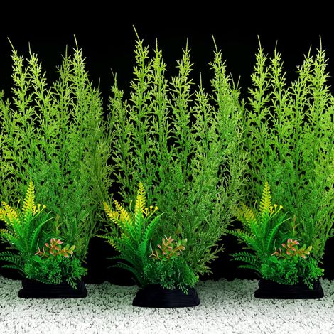 Accessoires pour aquarium - Grandes plantes vertes - Décoration d'aquarium - Plantes en plastique - 3 pièces (1/5)