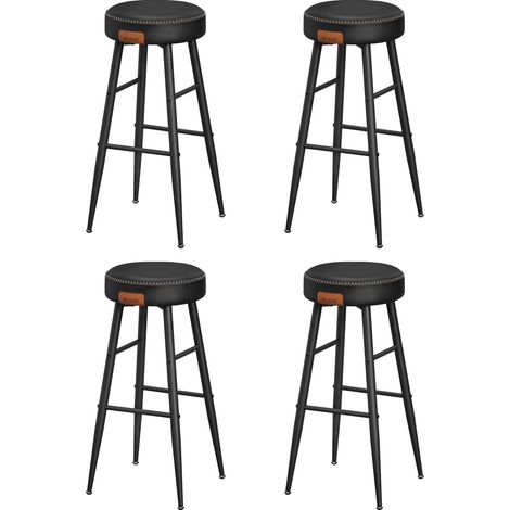 VASAGLE EKHO Collezione - Sgabelli Cucina, Set da 4 Sgabelli Alti da Bar, Sedie Cucina, PU con Cucitura, Moderno di Metà Secolo, Altezza 76,2 cm, Facile da Montare, Nero Inchiostro LBC290B01 (1/5)