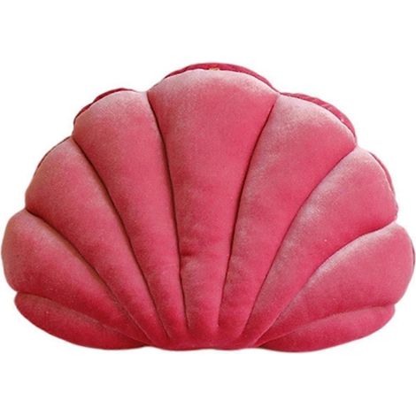 Coussin 3D en velours motif coquillage, cœur moelleux, thème plage et océan, coussin de dossier confortable, compatible avec les canapés de maison et de bureau. (1/5)