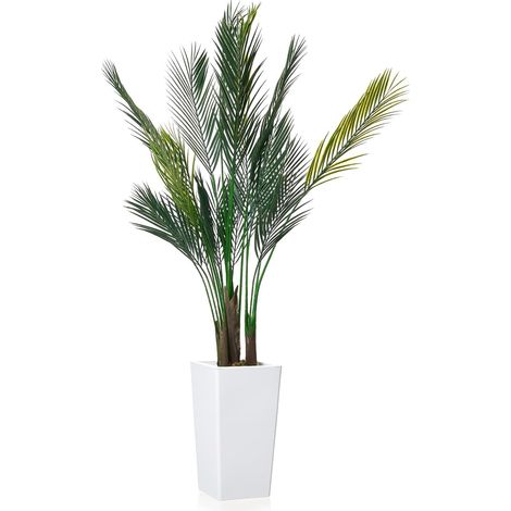 Plante Artificielle Tropicale en Pot Blanc, 1,52m Palmier Artificiel Areca Décoration pour Patio, Maison, Bureau, Porche (1/5)