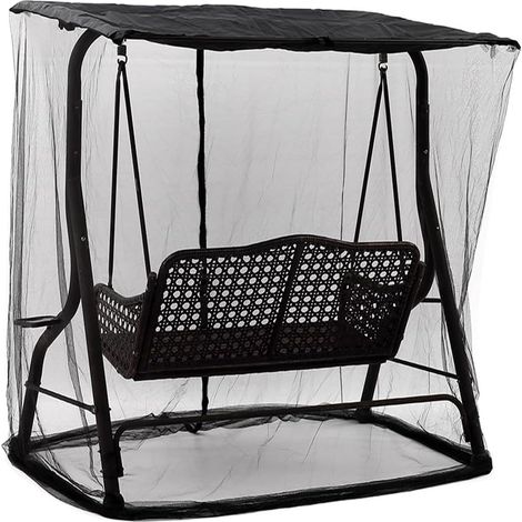 Moustiquaire pour balancelle de patio 1,25 x 1,55 x 2,05 m - Moustiquaire en polyester avec fermeture éclair et toit imperméable, rideau de protection rectangulaire (1/5)