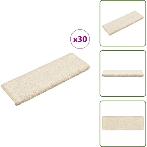 vidaXL Tapis d'escalier 30 pcs 65x21x4 cm Blanc