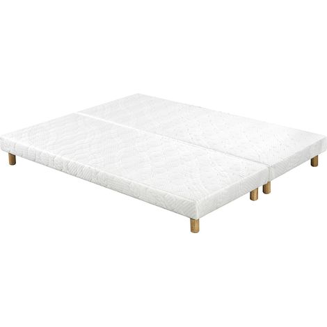 Boxspringbetten weiß mit Holzfüßen 80 x 200 cm (2er-Set) JAMI (1/2)
