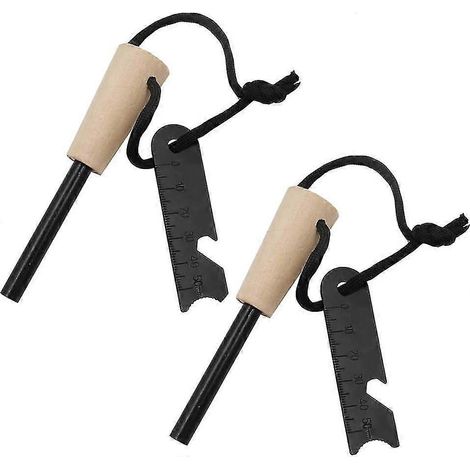 Kit de pierre à feu 7 en 1, kit de survie - Allume-feu, briquet de survie à silex, silex de survie pour des étincelles extrêmement puissantes et chaudes (1/5)