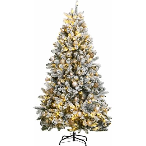 Albero Natale Incernierato con 300 LED e Palline 210 cm (1/5)