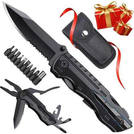 Multitool Klappmesser mit Zange & Bits, Geschenk für Männer, Outdoor & Camping
