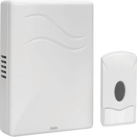 Sonnette sans fil Etanche Portée 100m 80dB Blanche Carillon Portable 16 Mélodies Bouton-poussoir Intérieur Extérieur Aslo (1/3)