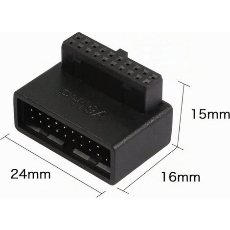 Adaptateur Usb 3.0 19/20 Broches À 90 Degrés Mâle Vers Femelle À Angle Droit Pour Carte Mère De Bureau Connecteur Interne Ang[F292] (1/5)