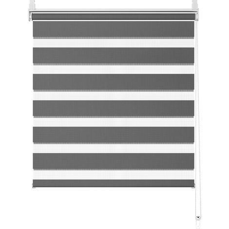 WOLTU Store Enrouleur Jour Nuit sans Perçage, 50x130 cm, Largeur du Tissu 46 cm, Pose Facile avec Clips, Store Occultant et Translucide, Gris Foncé (1/5)