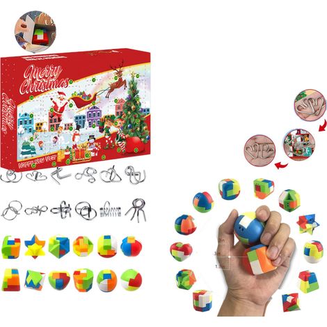 Boîte aveugle de Noël Calendrier l'Avent 2024 Coffret cadeau avec puzzle (1/5)