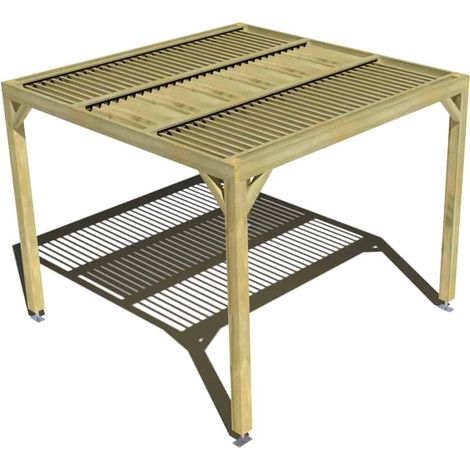 Pergola bois • 3m x 3m • indépendante • sens largeur • lames orientables bioclimatiques incluses • livraison comprise (1/3)