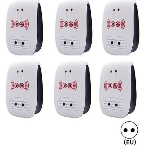 6 Packs Répulsif Ultrasons, Intérieur Electronique Ultrasonic Pest Repeller pour Insectes, Moustiques, Souris, Fourmis, Cafards - (Mise à niveau, prise standard européenne) (1/4)