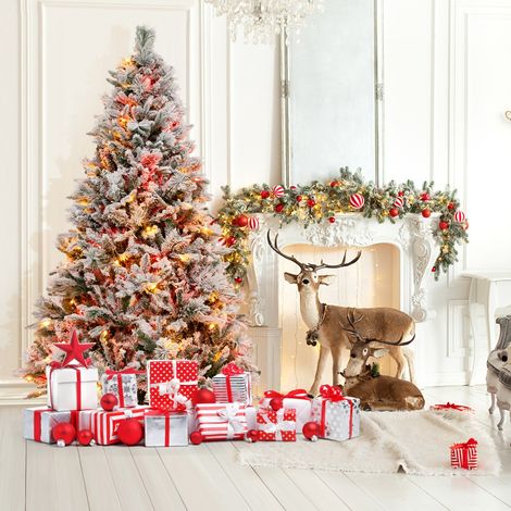 Sapin de Noël Artificiel, Arbre de Noël 180 cm 850 Branches 240 Lumières LED Enneigé 8 Modes Éclairage CW8485 Maison Chic (1/4)