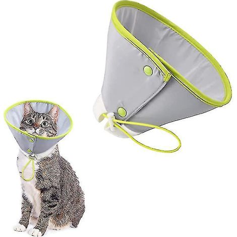 Collier conique souple et ajustable pour chat, idéal après une intervention chirurgicale ou une opération. Collier conique élisabéthain pour chats et chatons - Gris clair (1/5)