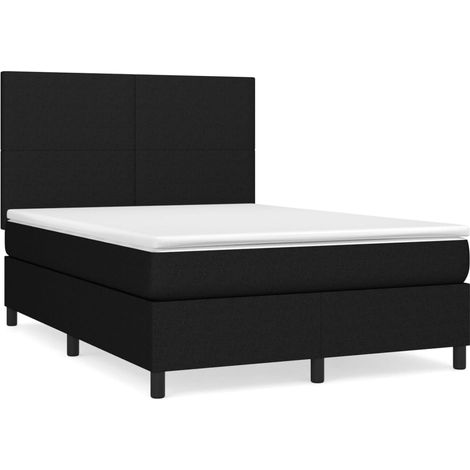 Sommier à lattes de lit avec matelas Noir 140x190 Tissu (1/5)