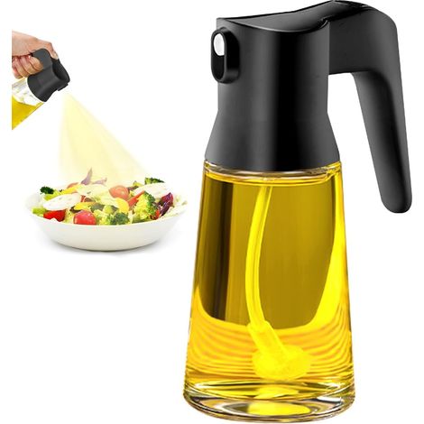 Flacon pulvérisateur rechargeable pour huile et huile d'olive, en verre, 180 ml, NOIR, pour une application contrôlée des assaisonnements en cuisine.-AquaForge (1/4)