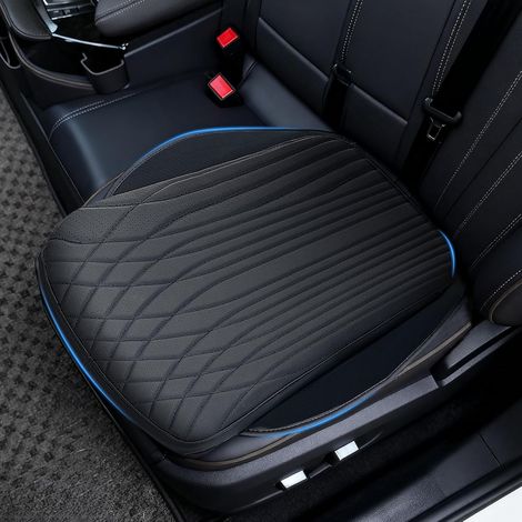 Coussin de siège auto universel pour un confort de conduite optimal, doux et respirant, antidérapant, aspect cuir nappa, noir (1/5)