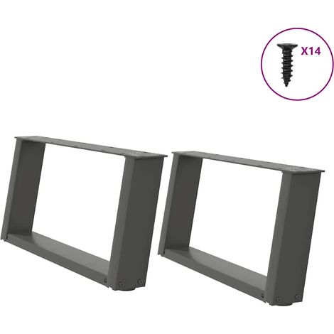 Couchtischbeine U-Form 2 Stk. Anthrazit 60x(30-31) cm Stahl