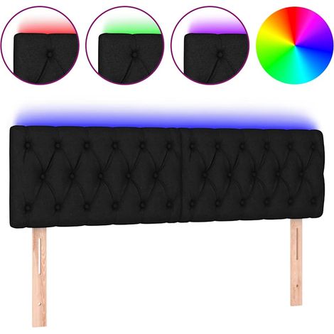 Maison Exclusive - Cabecero con LED de tela negro 160x7x78/88 cm (1/5)
