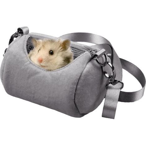 Sac de transport en peluche pour hamster Sac à dos cylindrique en velours avec fenêtre en filet, disponible en rose et gris, idéal pour transporter cochon d'Inde, chinchilla, gerbille, hérisson et au (1/5)