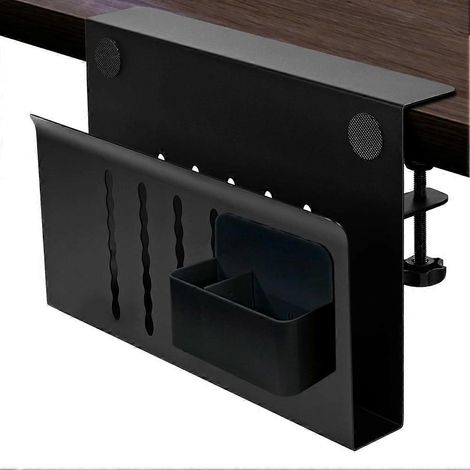 Rangement latéral de bureau, rangement sous bureau, organiseur de bureau suspendu en acier, support pour ordinateur portable avec porte-stylo, support de rangement de bureau, A (1/5)