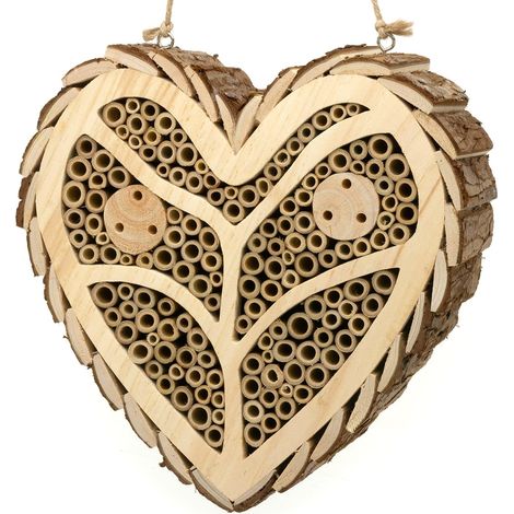 Maison à abeilles en bois à suspendre pour insectes abeilles solitaires coccinelles décoration de jardin rustique (1/4)