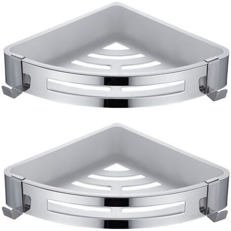 FENOPLASTICATriangle,2 Pièces Etagère De Douche D'Angle, Serviteur De Douche Sans Percage, Antirouille Pour Panier Rangement Douche Accessoire Salle De Bain Porte Savon Shampooing (1/4)