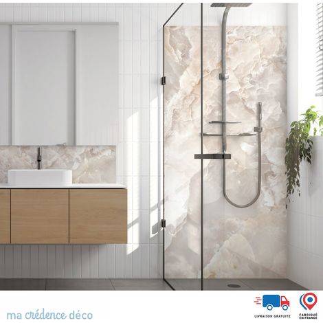 Panneau de douche : Marbre de Monzano - Couleur Beige marron - Alu composite - 90 - 245 (1/3)