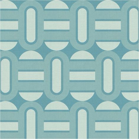 Retro wallpaper wall Profhome 395364 hot embossed non-woven wallpaper slightly textured with geometric shapes matt turquoise pastel turquoise light blue 4,5 m2 (1/5)