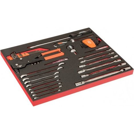 BAHCO - Module 3/3 marquage laser, clé mixte cliquet/clé tête pivotante/clés mâles-42pc