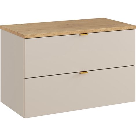 Meuble sous-vasque 80cm plan de toilette Azel Cachemire et Bois (1/4)