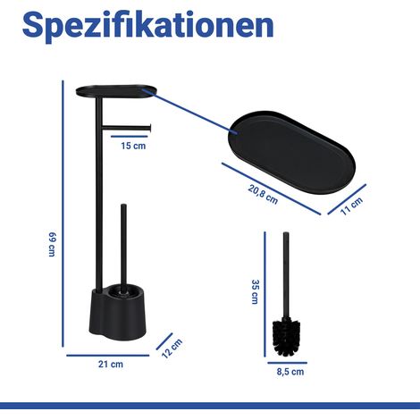 Schwarzer 3-in-1 Toilettenständer WENKO ALBELLA mit Ablage für das Telefon (1/5)