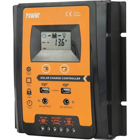 Regolatore solare ed eolico Regolatore di carica solare PWM per sistema di pannelli solari 12V/24V Regolatore di batterie fotovoltaiche Temporizzatore di carica IP32 Display LCD Regolatore del pannell (1/5)