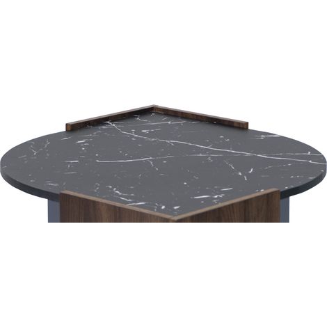 Couchtisch in schwarzer Marmoroptik und Walnussoptik, Spanplatte, 96,5 x 63 x 40 cm (1/5)
