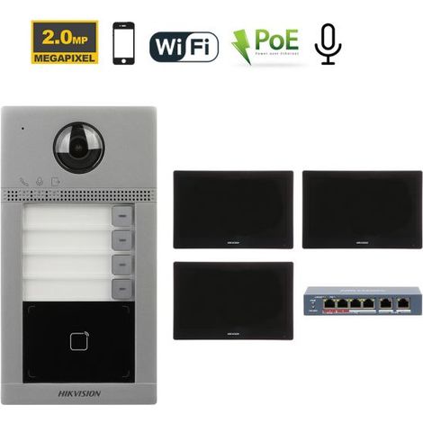 Hikvision Videocitofono senza fili Wi-Fi IP + Posto esterno DS-KV8113-WME1 + Monitor 10" DS-KH8520-WTE1 + Switch DS-3E0106HP-E Nr.03 Monitor