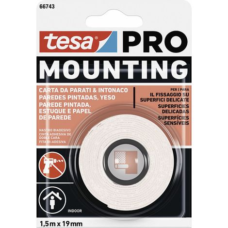 Nastro biadesivo da parete pro verniciato 1,5 m x 19 mm 66743 tesa (1/2)
