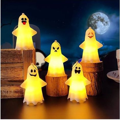 Lot de 5 lumières fantômes d'Halloween,Halloween Nuit Lampes Fantôme,Décoration de Halloween,Étanche Décorations d'Halloween,Applicable à Pour l'intérieur et l'extérieur - Décoration de fête (1/5)