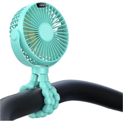 Tragbarer Kinderwagenventilator mit Display, Mini-Clip-Ventilator 4000 mAh, wiederaufladbar, für Baby-Autositze. (1/5)