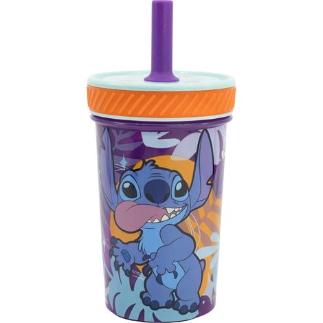 Gobelet en plastique - STOR - Stitch - 370 ml - Paille en silicone - Anti-retournement (1/3)